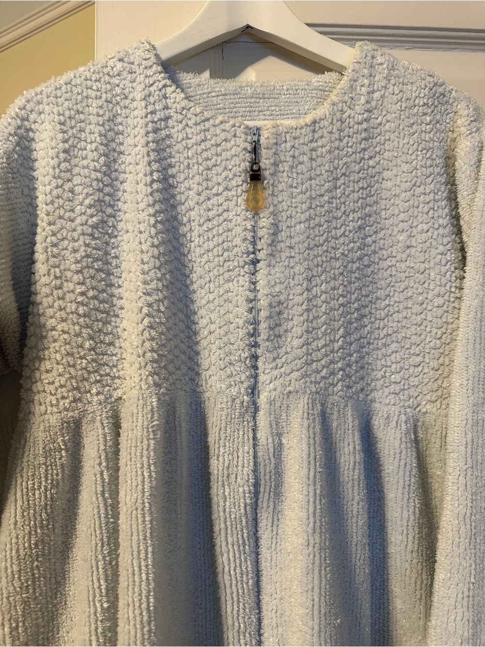 Delicates Light Blue Textured Knit Long Robe - Picture 2 of 5